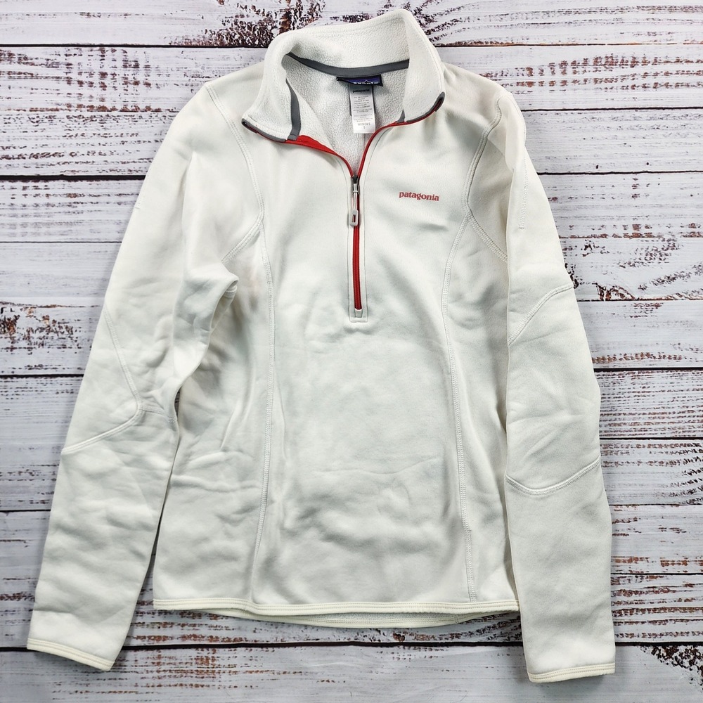 Patagonia Polartec Power Dry Fleece Pullover Women's S White Red 1/4 Zip